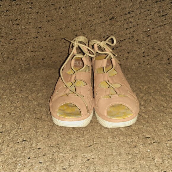 FLY LONDON-YEXA-Blush/Light Pink-Lace-Up Wedge Sandals-Sz 36-Excellent - Picture 3 of 8